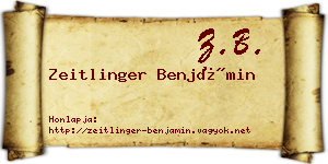 Zeitlinger Benjámin névjegykártya